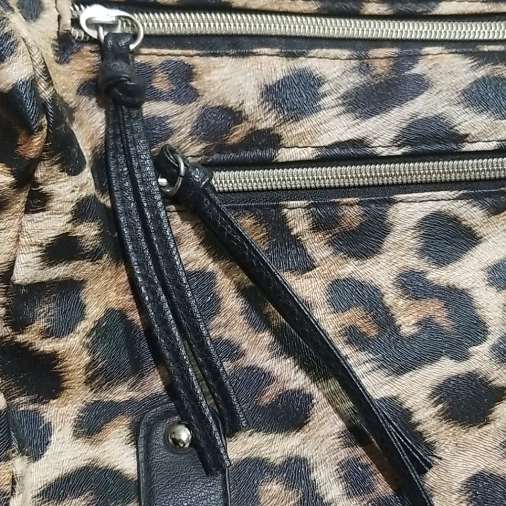 Leopard Print Bag With Short Handles & Long Strap - image 2